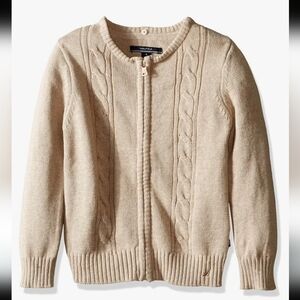 New! Nautica Girls Cardigan Sweater with Removable Faux Fur Collar, Front Zipper